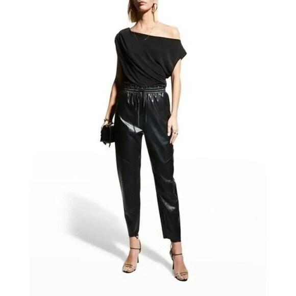 Ramy Brook Black Samson Faux Leather Straight Leg Pants S $325
